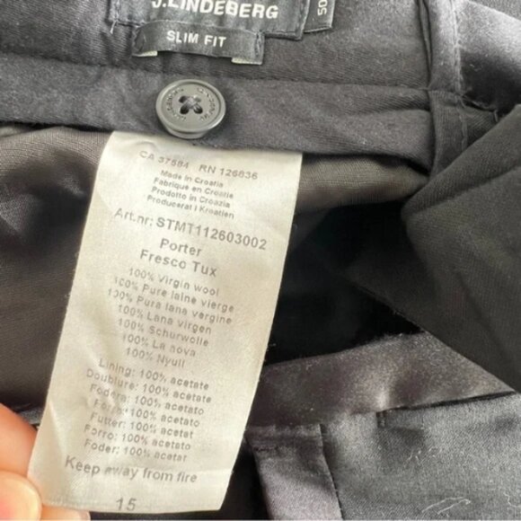 J. Lindeberg Virgin Wool Trousers Satin Trim Tuxedo Stripe Porter Fresco Tux 50 - Picture 7 of 7